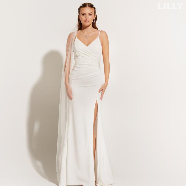 robes de mariée près du corps en satin extensible